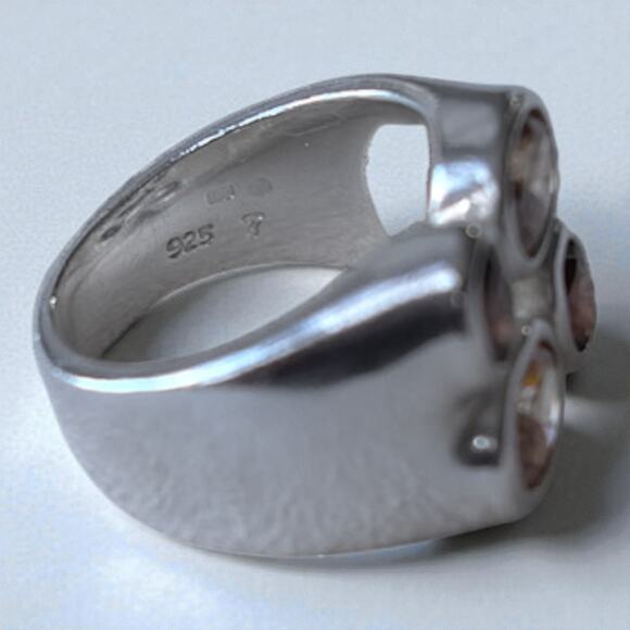 Vintage Esprit 925 Silver Ring Garnet Orange Tourmaline Chunky Statement - Picture 5 of 9